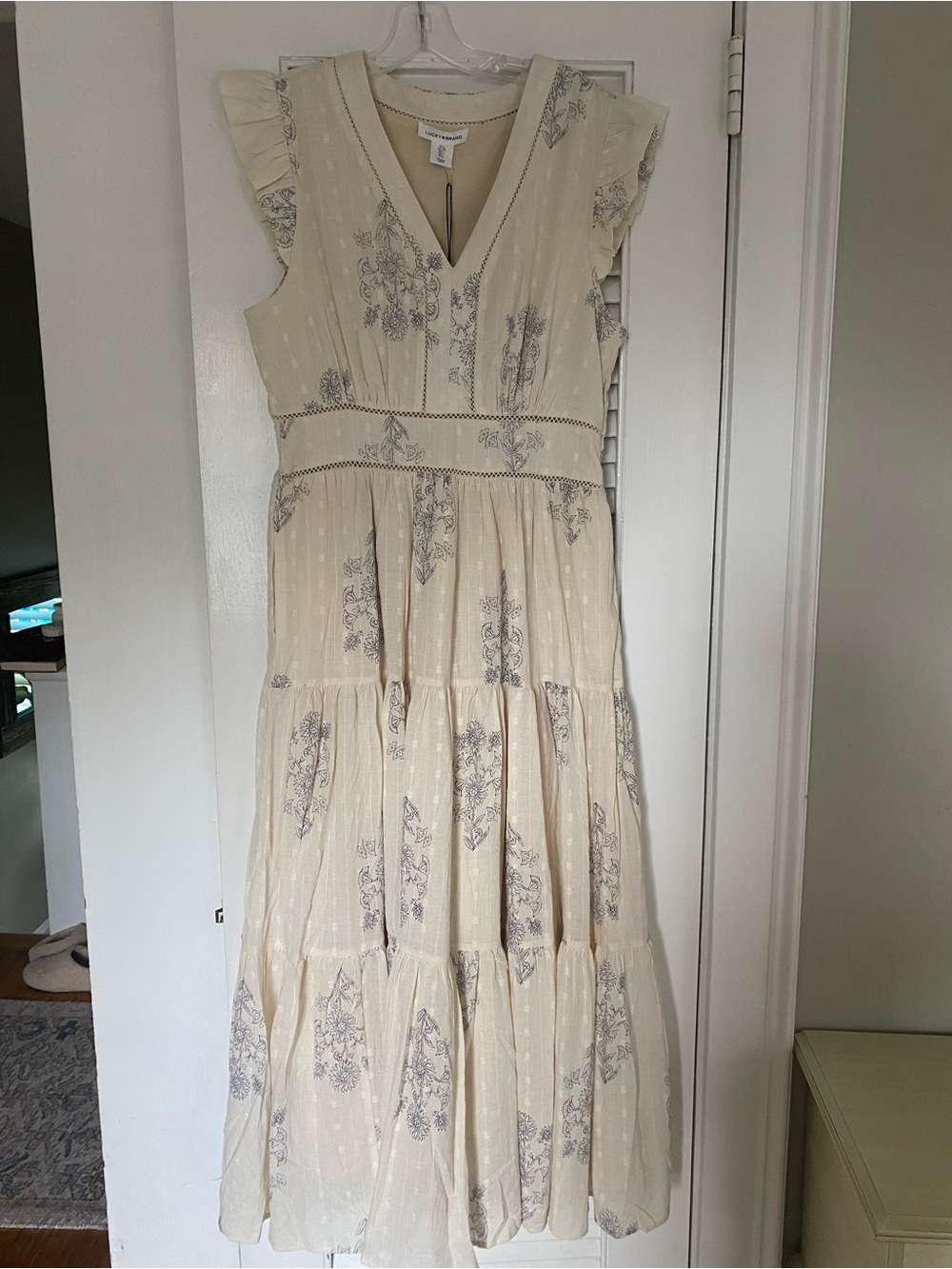 Lucky Brand Cream Maxi Dress with Subtle Floral Print